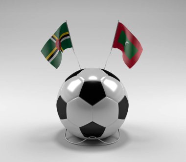 Dominica - Maldivler Futbol Bayrakları, Beyaz Arkaplan - 3D Render