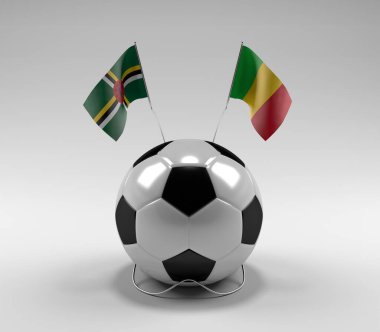 Dominica - Mali Futbol Bayrakları, Beyaz Arkaplan - 3D Render