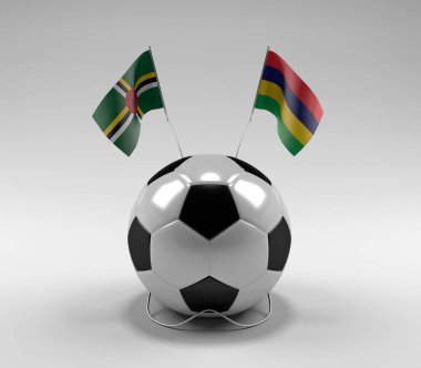 Dominica - Mauritius Futbol Bayrakları, Beyaz Arkaplan - 3D Render