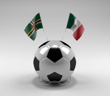 Dominica - Meksika Futbol Bayrakları, Beyaz Arkaplan - 3D Render