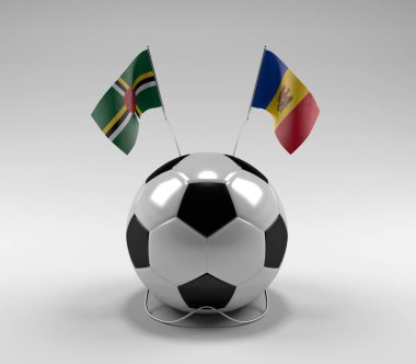 Dominica - Moldova Futbol Bayrakları, Beyaz Arkaplan - 3D Render