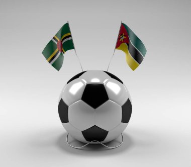 Dominica - Mozambik Futbol Bayrakları, Beyaz Arkaplan - 3D Render