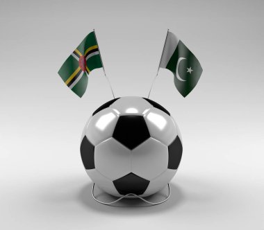 Dominica - Pakistan Futbol Bayrakları, Beyaz Arkaplan - 3D Render