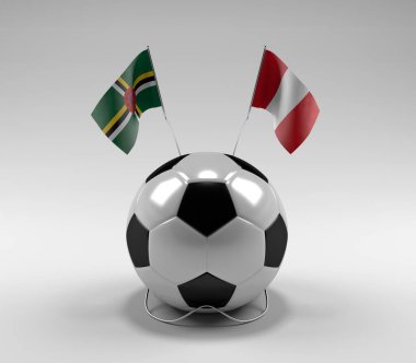 Dominica - Peru Futbol Bayrakları, Beyaz Arkaplan - 3D Render