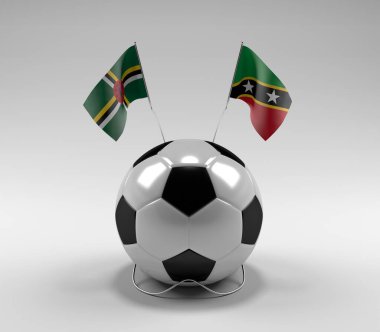 Dominica - Saint-Kitts-and-Nevis Futbol Bayrakları, Beyaz Arkaplan - 3D Render