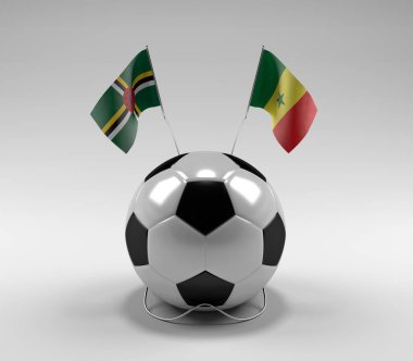 Dominica - Senegal Futbol Bayrakları, Beyaz Arkaplan - 3D Render