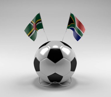 Dominica - Güney Afrika Futbol Bayrakları, Beyaz Arkaplan - 3D Render