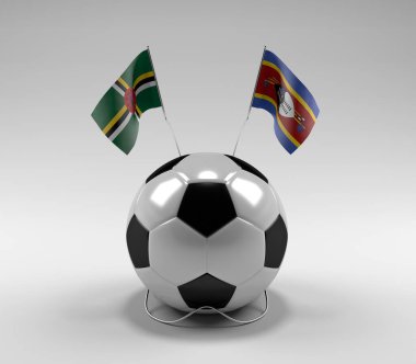 Dominica - Svaziland Futbol Bayrakları, Beyaz Arkaplan - 3D Render