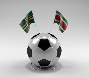 Dominica - Surinam Futbol Bayrakları, Beyaz Arkaplan - 3D Render