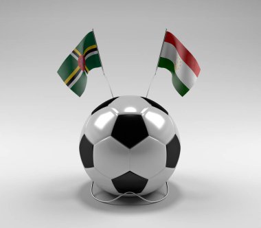 Dominica - Tacikistan Futbol Bayrakları, Beyaz Arkaplan - 3D Render