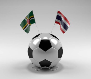 Dominica - Tayland Futbol Bayrakları, Beyaz Arkaplan - 3D Render