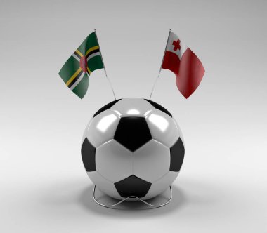 Dominica - Tonga Futbol Bayrakları, Beyaz Arkaplan - 3D Render
