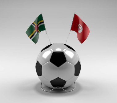 Dominica - Tunus Futbol Bayrakları, Beyaz Arkaplan - 3D Render