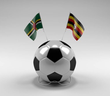 Dominica - Uganda Futbol Bayrakları, Beyaz Arkaplan - 3D Render