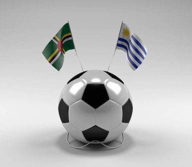 Dominica - Uruguay Futbol Bayrakları, Beyaz Arkaplan - 3D Render