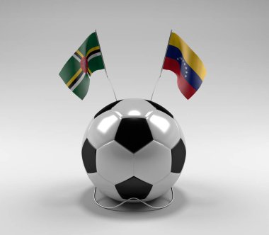 Dominica - Venezuela Futbol Bayrakları, Beyaz Arkaplan - 3D Render