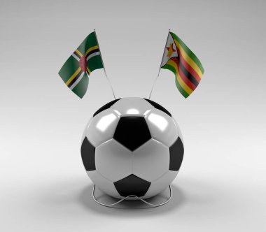 Dominica - Zimbabwe Futbol Bayrakları, Beyaz Arkaplan - 3D Render