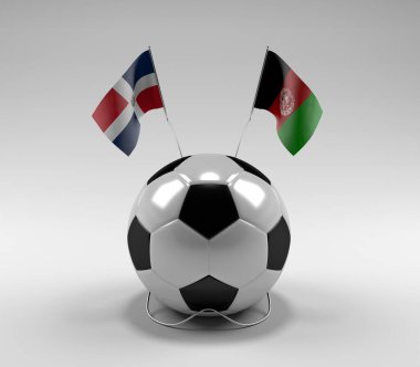 Dominik Cumhuriyeti - Afganistan Futbol Bayrakları, Beyaz Arkaplan - 3D Render