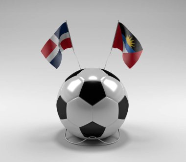 Dominik Cumhuriyeti - Antigua ve Barbuda Futbol Bayrakları, Beyaz Arkaplan - 3D Render