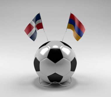 Dominik Cumhuriyeti - Ermenistan Futbol Bayrakları, Beyaz Arkaplan - 3D Render