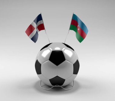 Dominik Cumhuriyeti - Azerbaycan Futbol Bayrakları, Beyaz Arkaplan - 3D Render
