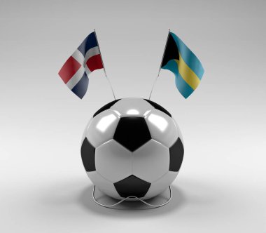 Dominik Cumhuriyeti - Bahamalar Futbol Bayrakları, Beyaz Arkaplan - 3D Render