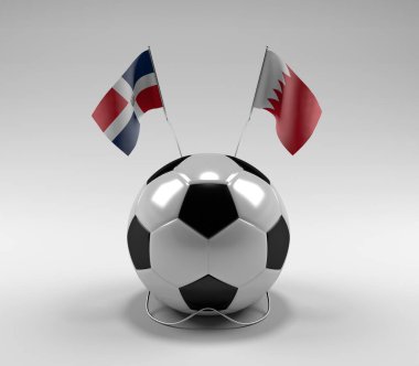 Dominik Cumhuriyeti - Bahreyn Futbol Bayrakları, Beyaz Arkaplan - 3D Render