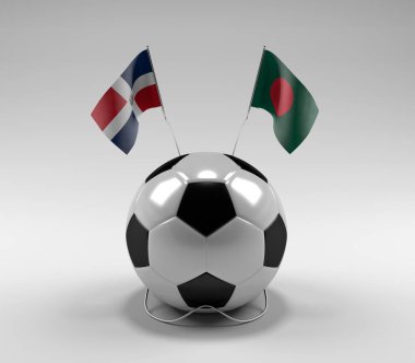 Dominik Cumhuriyeti - Bangladeş Futbol Bayrakları, Beyaz Arkaplan - 3D Render