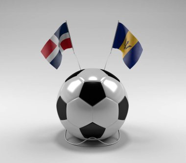 Dominik Cumhuriyeti - Barbados Futbol Bayrakları, Beyaz Arkaplan - 3D Render