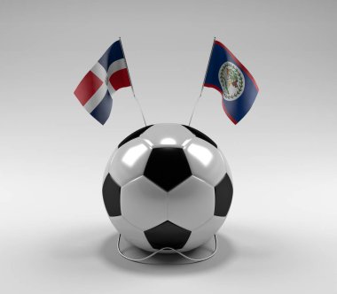 Dominik Cumhuriyeti - Belize Futbol Bayrakları, Beyaz Arkaplan - 3D Render