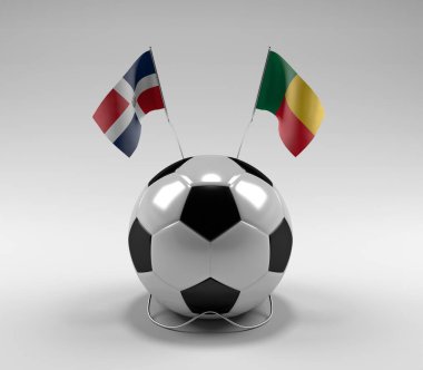 Dominik Cumhuriyeti - Benin Futbol Bayrakları, Beyaz Arkaplan - 3D Render