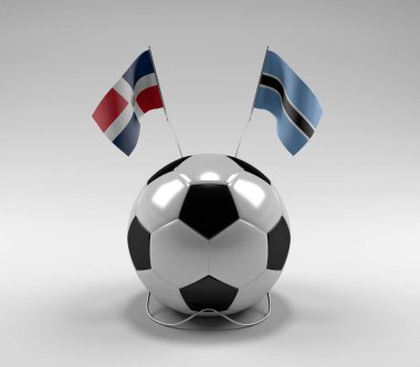 Dominik Cumhuriyeti - Botswana Futbol Bayrakları, Beyaz Arkaplan - 3D Render