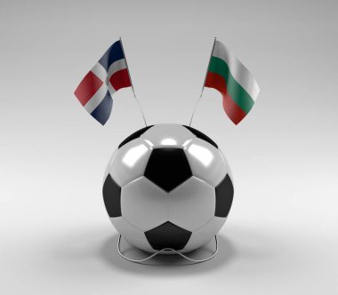 Dominik Cumhuriyeti - Bulgaristan Futbol Bayrakları, Beyaz Arkaplan - 3D Render