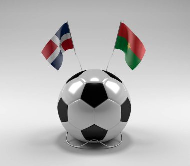 Dominik Cumhuriyeti - Burkina-Faso Futbol Bayrakları, Beyaz Arkaplan - 3D Render