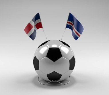 Dominik Cumhuriyeti - Cape-Verde Futbol Bayrakları, Beyaz Arkaplan - 3D Render
