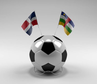 Dominik Cumhuriyeti - Orta Afrika Cumhuriyeti Futbol Bayrakları, Beyaz Arkaplan - 3D Render