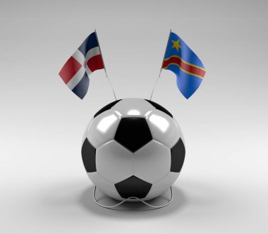 Dominik Cumhuriyeti - Kongo Demokratik Cumhuriyeti Futbol Bayrakları, Beyaz Arkaplan - 3D Render