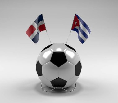 Dominik Cumhuriyeti - Küba Futbol Bayrakları, Beyaz Arkaplan - 3D Render