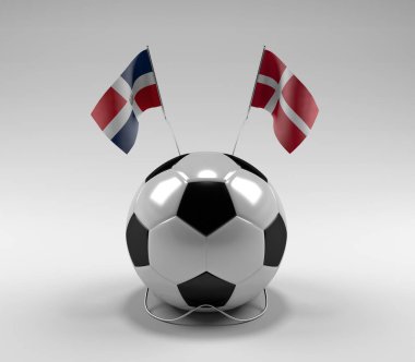 Dominik Cumhuriyeti - Danimarka Futbol Bayrakları, Beyaz Arkaplan - 3D Render