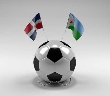Dominik Cumhuriyeti - Cibuti Futbol Bayrakları, Beyaz Arkaplan - 3D Render