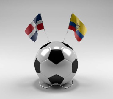 Dominik Cumhuriyeti - Ekvador Futbol Bayrakları, Beyaz Arkaplan - 3D Render