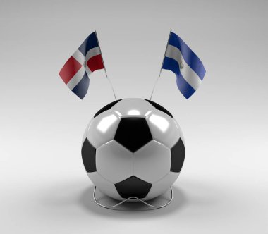 Dominik Cumhuriyeti - El-Salvador Futbol Bayrakları, Beyaz Arkaplan - 3D Render