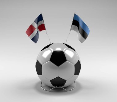 Dominik Cumhuriyeti - Estonya Futbol Bayrakları, Beyaz Arkaplan - 3D Render