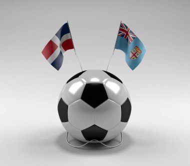 Dominik Cumhuriyeti - Fiji Futbol Bayrakları, Beyaz Arkaplan - 3D Render