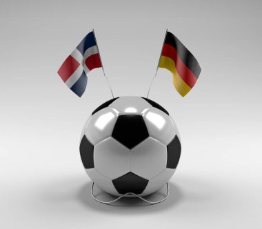 Dominik Cumhuriyeti - Almanya Futbol Bayrakları, Beyaz Arkaplan - 3D Render