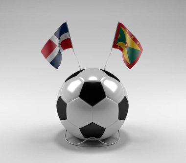 Dominik Cumhuriyeti - Grenada Futbol Bayrakları, Beyaz Arkaplan - 3D Render