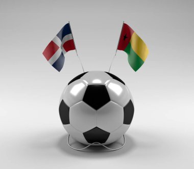 Dominik Cumhuriyeti - Gine-Bissau Futbol Bayrakları, Beyaz Arkaplan - 3D Render