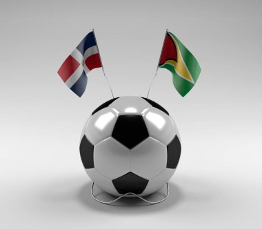 Dominik Cumhuriyeti - Guyana Futbol Bayrakları, Beyaz Arkaplan - 3D Render