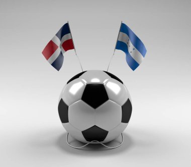 Dominik Cumhuriyeti - Honduras Futbol Bayrakları, Beyaz Arkaplan - 3D Render