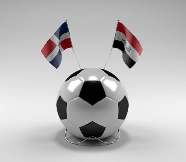 Dominik Cumhuriyeti - Irak Futbol Bayrakları, Beyaz Arkaplan - 3D Render
